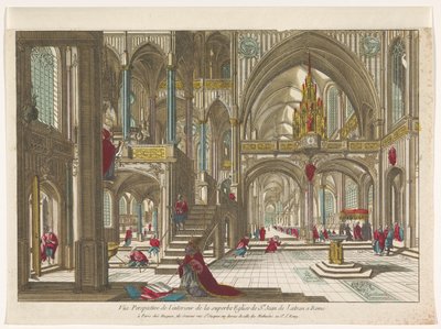 ローマの聖ヨハネ ラテラン教会の内部の眺め Vüe perspective de l