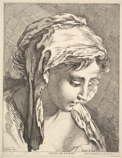 女性の頭、18世紀半ばから後半。 作： Jacques Gabriel Huquier