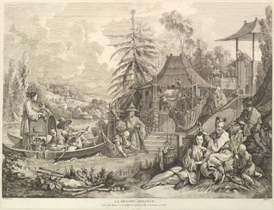 La pesche chinoise 中国の釣り、シノワシリーズより、1743 年以降。 作： Jacques Gabriel Huquier