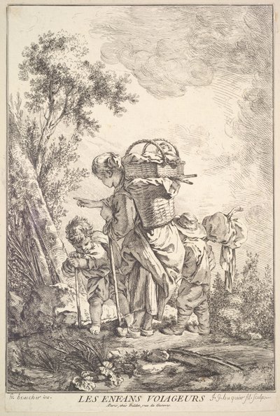 トラベリング・チルドレン、18世紀半ばから後半。 作： Jacques Gabriel Huquier