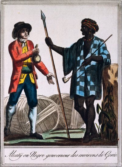 アルカティ（セネガル、ゴレの部族長）：ジャック・グラッセ・ド・サンソーヴール（1757-1810）の『航海百科事典』に掲載されたラブローズ（1796年活躍）の絵をもとにした彫刻。 作： Jacques Grasset de Saint Sauveur