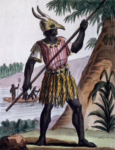 セネガルのゴレ島で黒人が割礼をするために使用する棒。ラブロース（1796年活躍）が描いた図からのカラーエングレーヴィング、ジャック・グラッセ・ド・サン＝ソーヴル（1757-1810）の『航海の百科事典』より 作： Jacques Grasset de Saint Sauveur