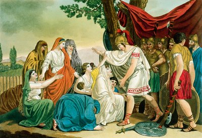 ジャック・グラッセ・ド・サン＝ソーヴル（1757-1810）作「コリオレイナス」、「古代ローマ」の版画、またはローマ人、その軍事、習慣、宗教、公共の生活に関するすべてのものを歴史的、絵画的に説明したもの。 作： Jacques Grasset de Saint Sauveur