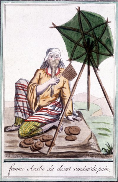 パンを売る砂漠のアラビア人女性 - グラッセ・サン・ソーヴル編「旅の百科事典」（1796年）より 作： Jacques Grasset de Saint Sauveur