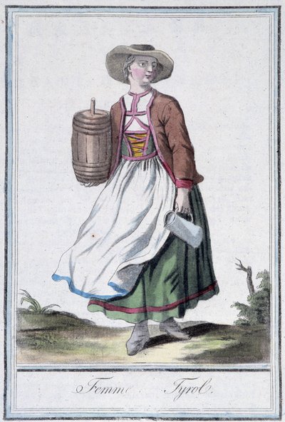 チロルの女-グラッセ・サン・ソーヴル編『旅の百科事典』（1796年）所収 作： Jacques Grasset de Saint Sauveur