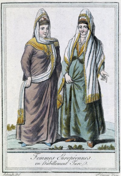 トルコの衣装を着たヨーロッパの女性たち-グラッセ・サン・ソーヴル編「航海百科」（1796年、パリ）より 作： Jacques Grasset de Saint Sauveur