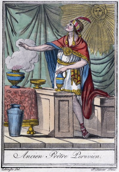 ペルーの元神官（インカ）-J.グラッセ・サン・ソーヴル著「旅の百科事典」（パリ）にて 作： Jacques Grasset de Saint Sauveur