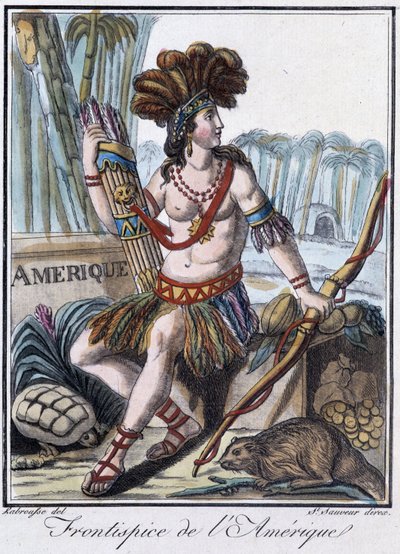 グラッセ・サン・ソーヴル編『旅の百科事典』に掲載されたアメリカの正面図（1796年 作： Jacques Grasset de Saint Sauveur