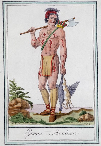Homme acadien - グラッセ・サン・ソーヴル編『旅の百科事典』（1796年）より 作： Jacques Grasset de Saint Sauveur