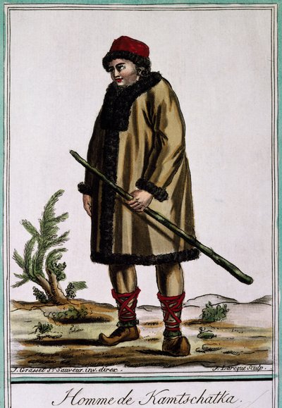カムチャッカ人、ラロックによるカラー彫刻、ロシア 作： Jacques Grasset de Saint Sauveur