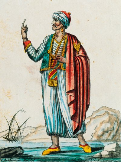 ジャック・グラッセ・ド・サン＝ソーヴル（1757-1810）の『航海百科』に掲載されたラブローズ（1796年活躍）の図面からのカラー・エングレーヴィング。 作： Jacques Grasset de Saint Sauveur