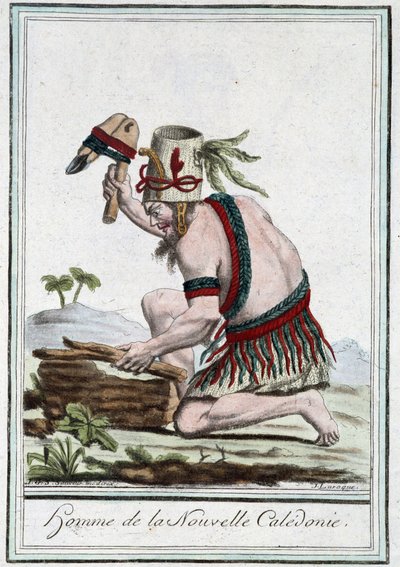 ニューカレドニアの男-グラッセ・サン・ソーヴル編『旅の百科事典』（1796年）より 作： Jacques Grasset de Saint Sauveur