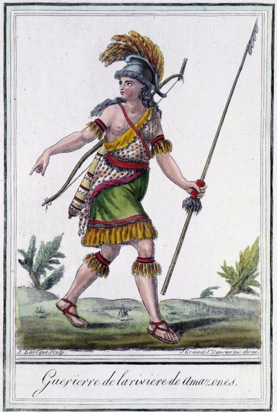 アマゾン川の戦士-グラッセ・サン・ソーヴル編『航海の百科事典』（1796年）より 作： Jacques Grasset de Saint Sauveur