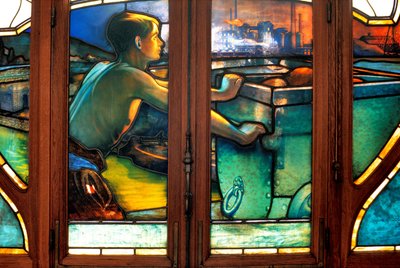 ナンシー（54部）、アールヌーボー、商工会議所、ジャック・グルーバー（1870-1936）によるステンドグラスの窓 作： Jacques Gruber