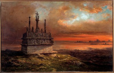 夕日に照らされたトロノーンのカルバリー ジャック・ギオー（1811-1876）の絵画 19世紀 ブレスト、ボザール美術館 作： Jacques Guiaud