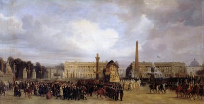 1840年12月15日、コンコルド広場を通り抜けるナポレオン1世の葬儀 作： Jacques Guiaud