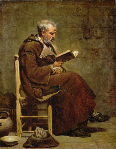 座っている老人の読書、1797年以前 作： Jacques Henri Sablet