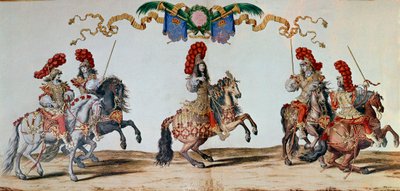 1662年のカルーセルルイ14世と1662年にパリで開催されたカルーセルに参加した騎士たち（エングレービング 作： Jacques I Bailly
