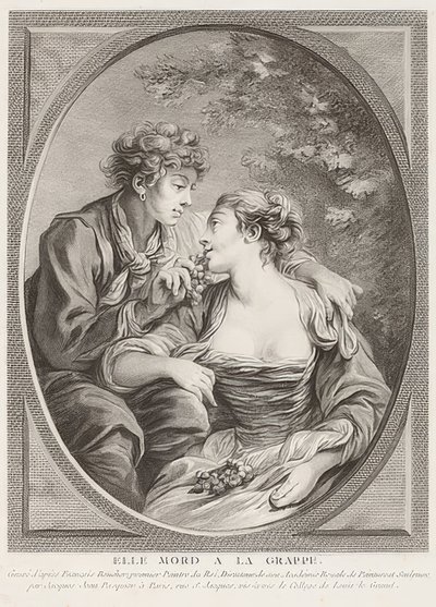 Elle mordàla grappe（彼女はブドウで死ぬ）。 1768 作： Jacques Jean Pasquier
