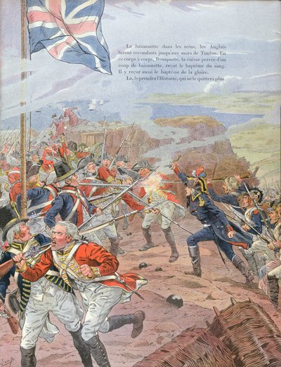 1793年12月17日、トゥーロン包囲戦でのナポレオン（1769-1821）、G。モントルグイユの「ボナパルト」からの挿絵、1910年 作： Jacques Marie Gaston Onfray de Breville (Job)