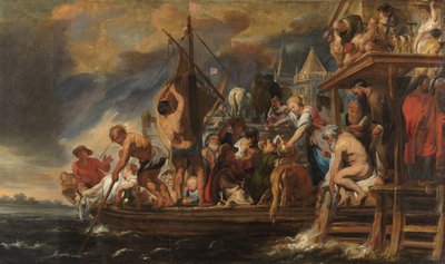 セント ピーターが魚の口の中に硬貨を見つけると、フェリーが出発します 作： Jacques Jordaens