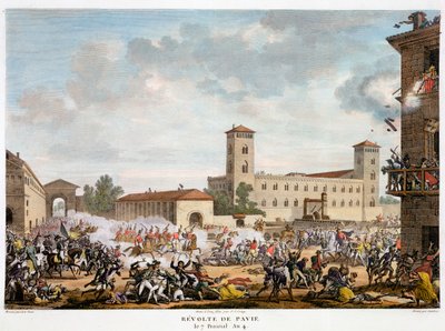イタリア・パヴィアでの反乱 7 プレーリアル、年 1796年5月4日。   作： Jacques Joseph Coiny