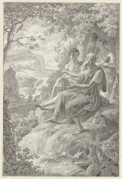 年老いたナレーター、若い家族、あらゆる種類の動物が描かれた挿絵のデザイン 作： Jacques Kuyper
