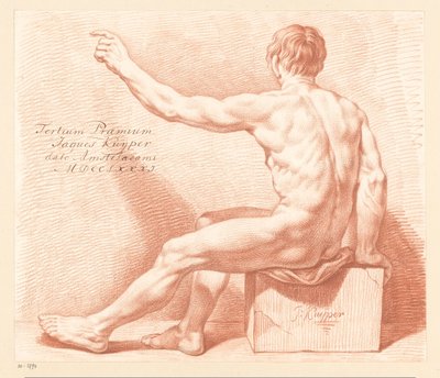 後ろから見た裸の男性の着席 (3等賞 1781年) 作： Jacques Kuyper