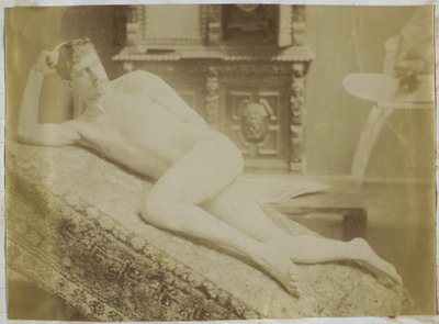 ジャック・ド・ラランのアトリエでリクライニングしている男性ヌードモデルの習作 作： Jacques Lalaing (attributed to)