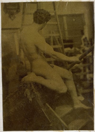 ジャック・ド・ラランのアトリエで後ろから見た裸の男性モデルの習作 作： Jacques Lalaing (attributed to)