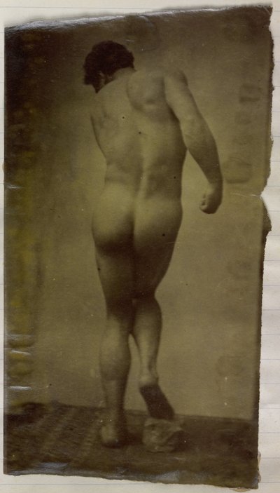 ジャック・ド・ラランのアトリエで、立って後ろから見た男性の裸体モデルの習作 作： Jacques Lalaing (attributed to)
