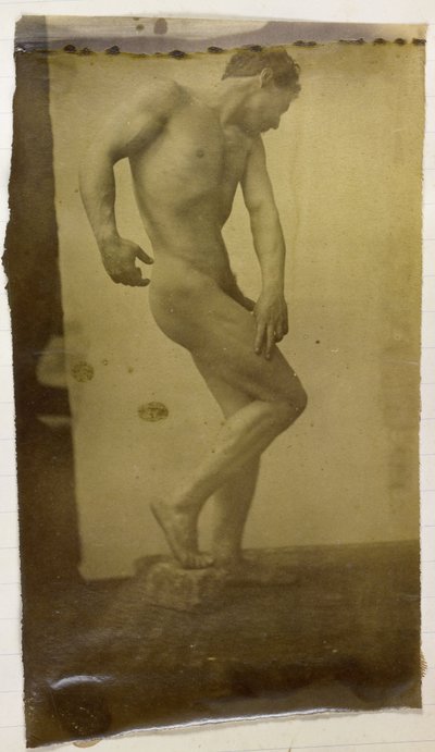 ジャック・ド・ラランのアトリエで、横から見た男性ヌードモデルの習作 作： Jacques Lalaing (attributed to)