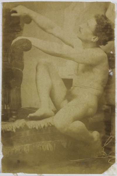 ジャック・ド・ラランのアトリエで横から見た裸の男性モデルの習作 作： Jacques Lalaing (attributed to)