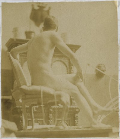 ジャック・ド・ラランのスタジオで、肘掛け椅子に座っている男性のヌードモデルの習作 作： Jacques Lalaing (attributed to)