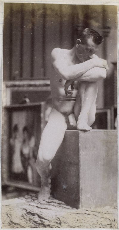 ジャック・ド・ラランのアトリエで着席した男性ヌードモデルの習作 作： Jacques Lalaing (attributed to)
