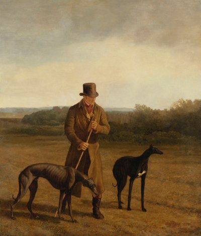 1825年頃のグレイハウンド2匹のロードリバーの肖像 作： Jacques Laurent Agasse