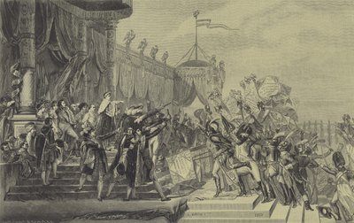 フランス軍にイーグル・スタンダードを配布するナポレオン（1804年12月5日）（エングレーヴィング 作： Jacques Louis (after) David