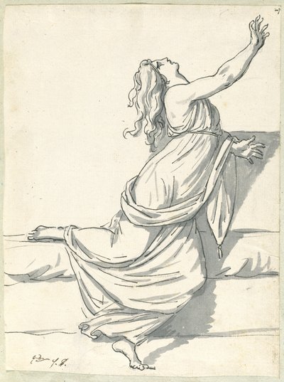 取り乱し頭をもたげた女 作： Jacques Louis David