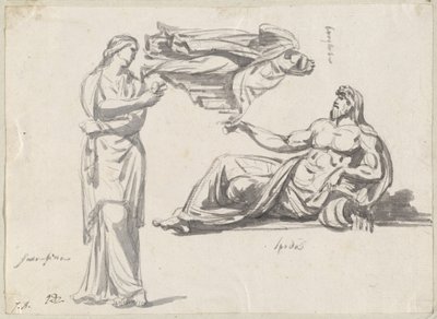 川の神と 2 つの古典的な彫刻 作： Jacques Louis David