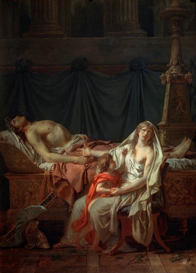 アンドロマケは1783年にヘクターを悼む。 作： Jacques Louis David