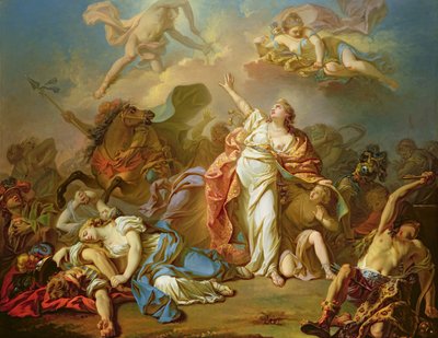 ニオベの子供たちを攻撃するアポロとダイアナ 作： Jacques Louis David