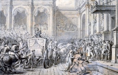 市庁舎に到着、1805年。 作： Jacques Louis David