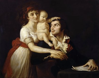 カミーユデスムーランと妻のルシールと子供 作： Jacques Louis David