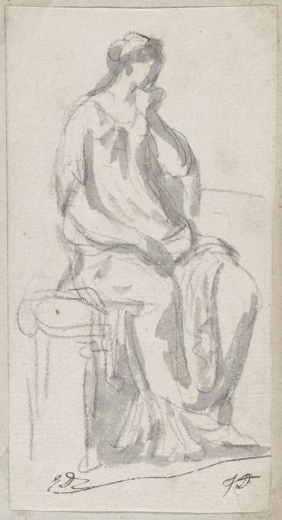 物思いに沈んだ女性の古典彫刻 作： Jacques Louis David