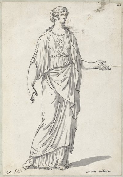 伸ばした腕を持つ女性の古典的な彫刻 作： Jacques Louis David