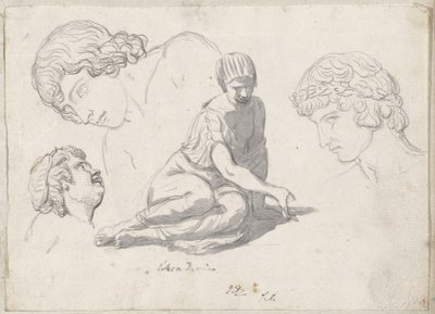 サイコロ投げと古代彫刻後のその他の研究 作： Jacques Louis David