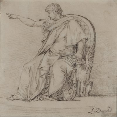 ドレープド・フィギュア 18世紀後半 紙に鉛筆 作： Jacques Louis David