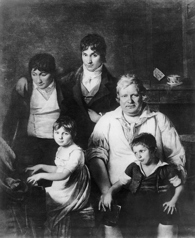 家族の肖像画、以前はミシェルジェラール（1737-1815）として知られていましたが、18世紀末に家族と一緒に会議に参加しました（bw写真） 作： Jacques Louis David