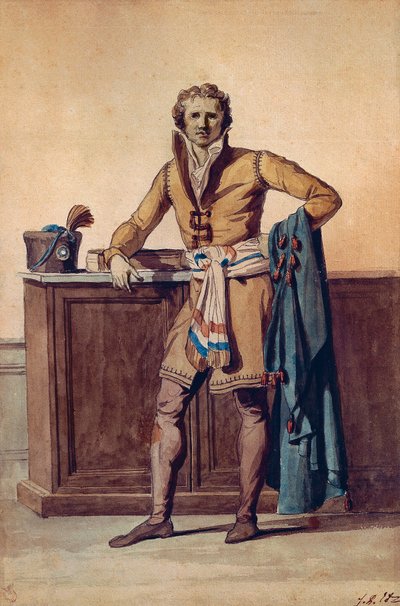 フランス市民の内側の服装（水彩画 作： Jacques Louis David