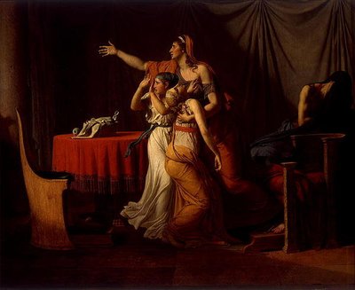 息子の遺体をブルータスに託した文学者、1789年 作： Jacques Louis David